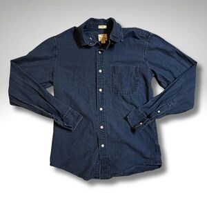 J. Crew Dark Blue Indigo Wash Slim Fit Woven Cotton Oxford Shirt Small